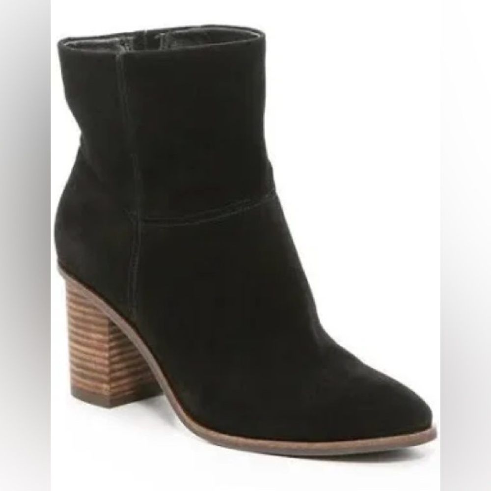 LUCKY BRAND Womens Suede Black Jicole Heeled Slouch Ankle Booties Size 10 EUC